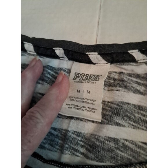 PINK Tank Top M Blk/Wht Strip - Picture 2 of 5